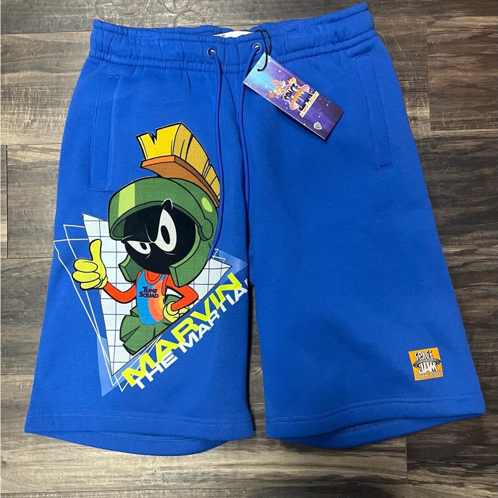 Marvin the Martian Space Jam Blue Graphic Shorts new with tags